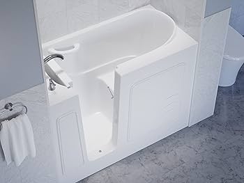 ANZZI Walk In Tub 53'' x 26'' Left Drain Soaking in White